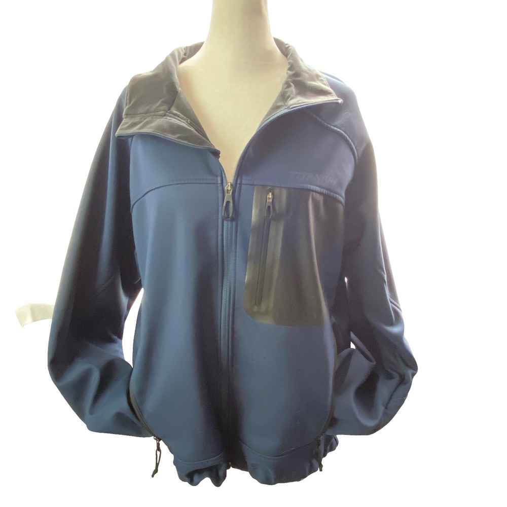 COLUMBIA Men Titanium Long Sleeve High Neck Coat Sz L Blue Outdoors Camping